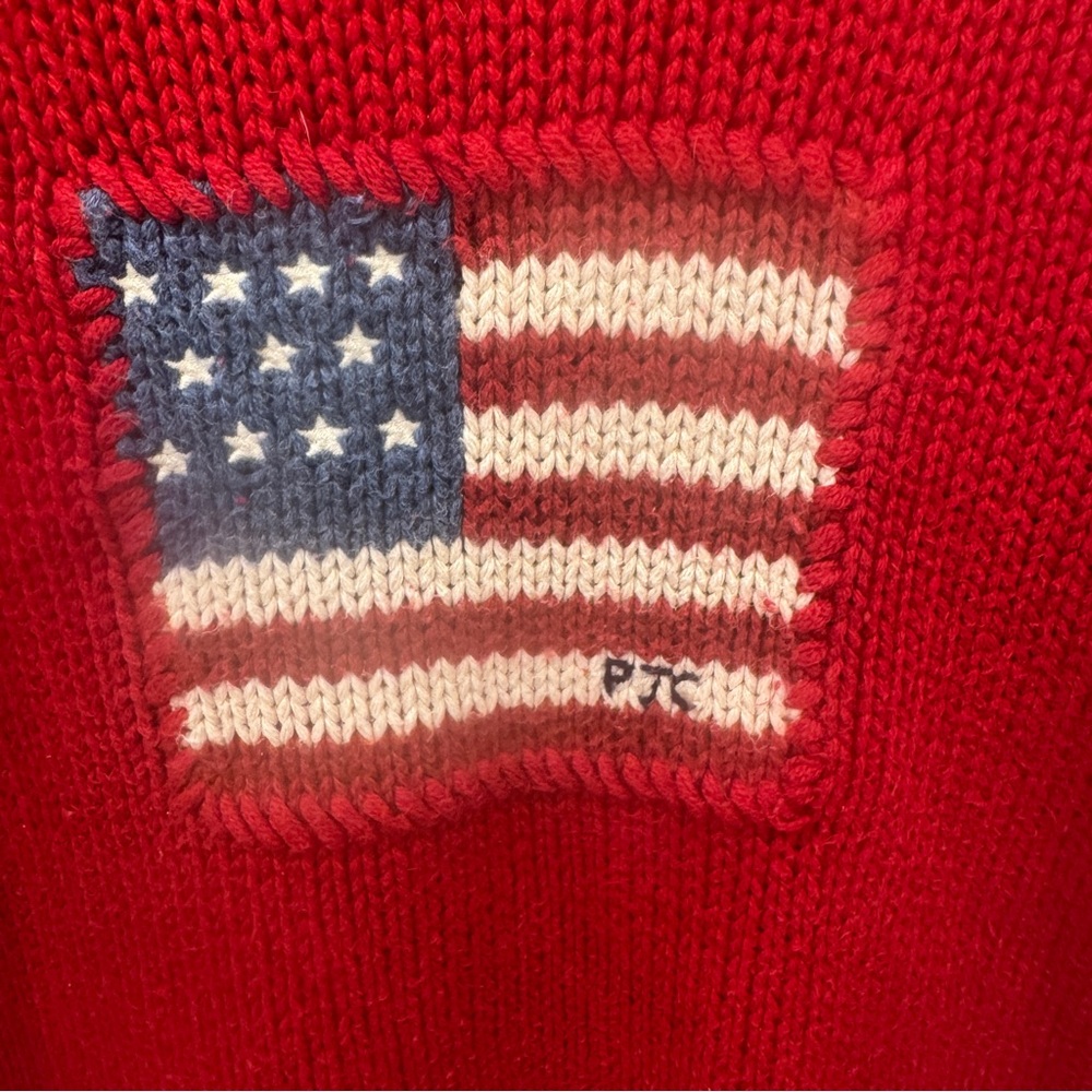 Ralph Lauren American Flag Sweater Youth Large Cotton Knit Americana 4th July - Picture 4 of 10